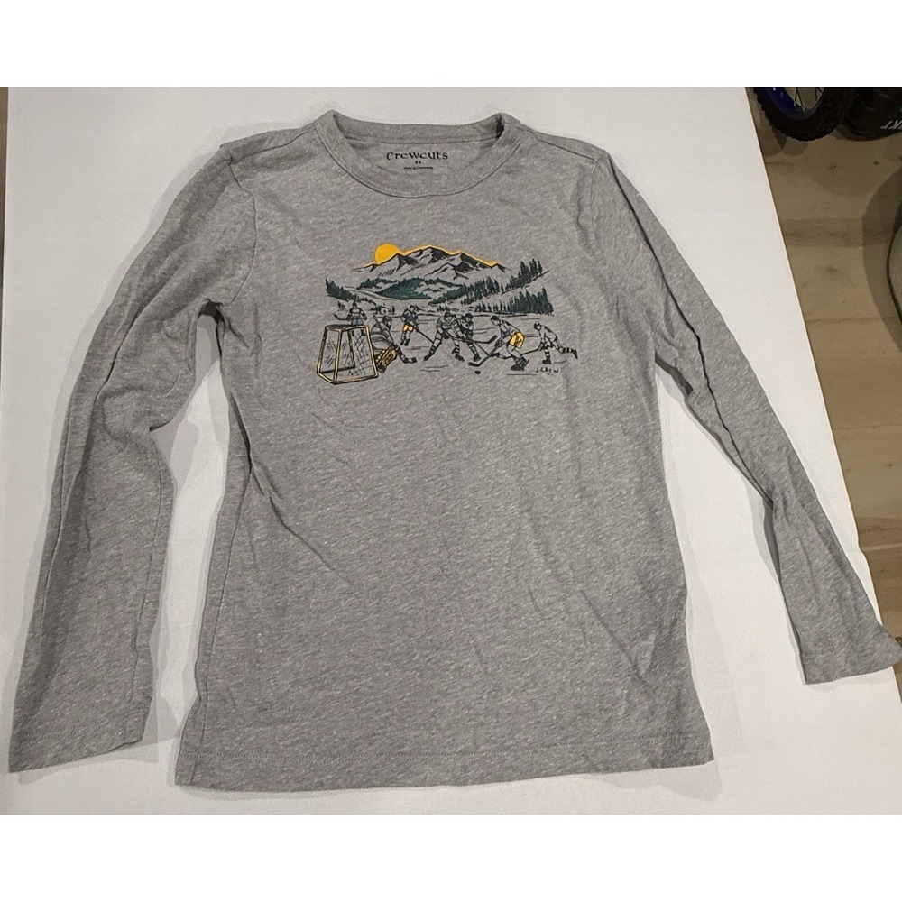 J Crew Crew Cuts Boys Hockey Long Sleeved T shirt Sized Small (6/7)